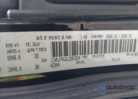 2020 Jeep Grand Cherokee Altitude from USA, damaged, VIN 1C4RJFAG3LC281524